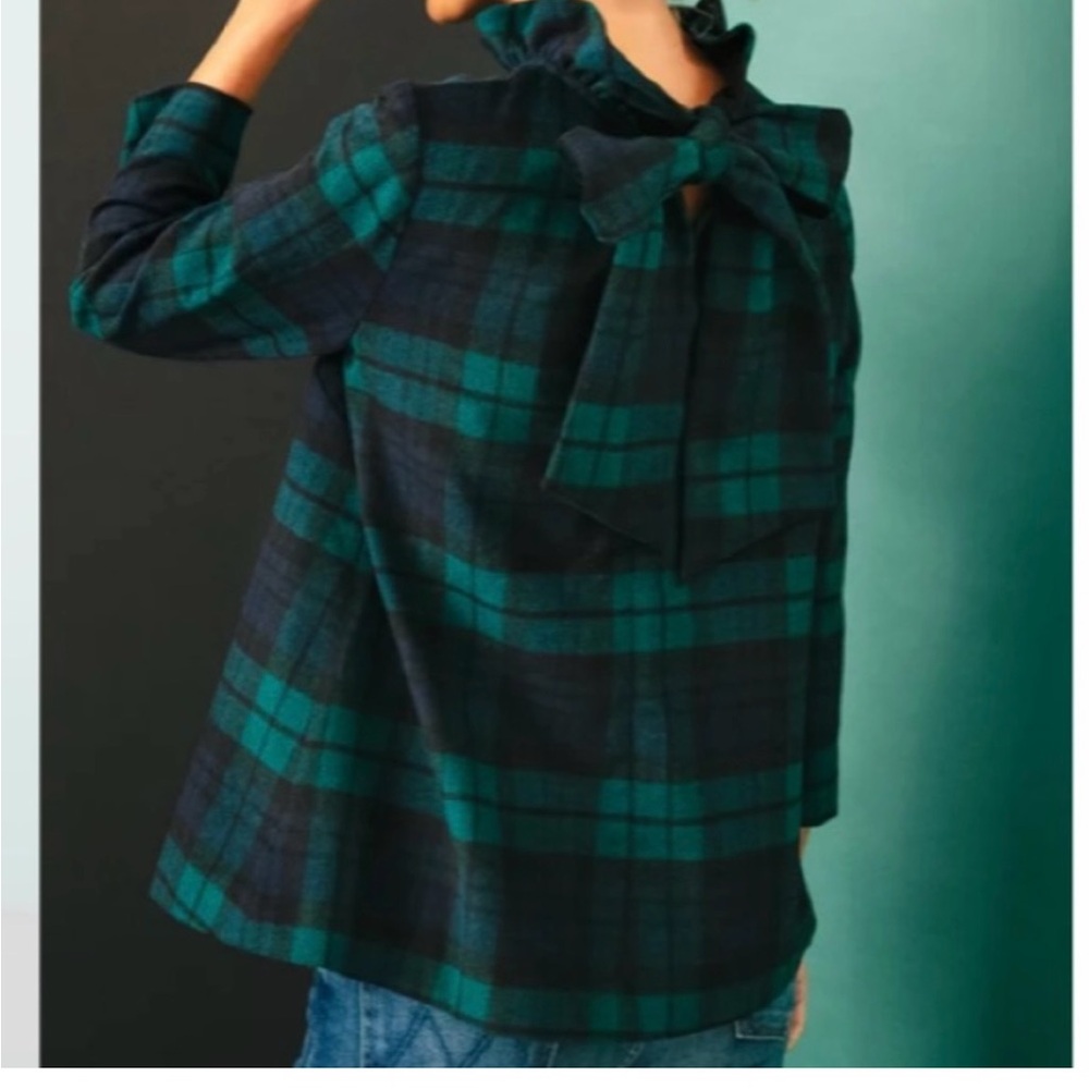 Stylish Plaid Blouse with Bow Detail